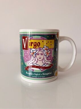 Virgo Astrological Sign Coffee Mug 
Vintage 1990s Zodiac Horoscope Sign